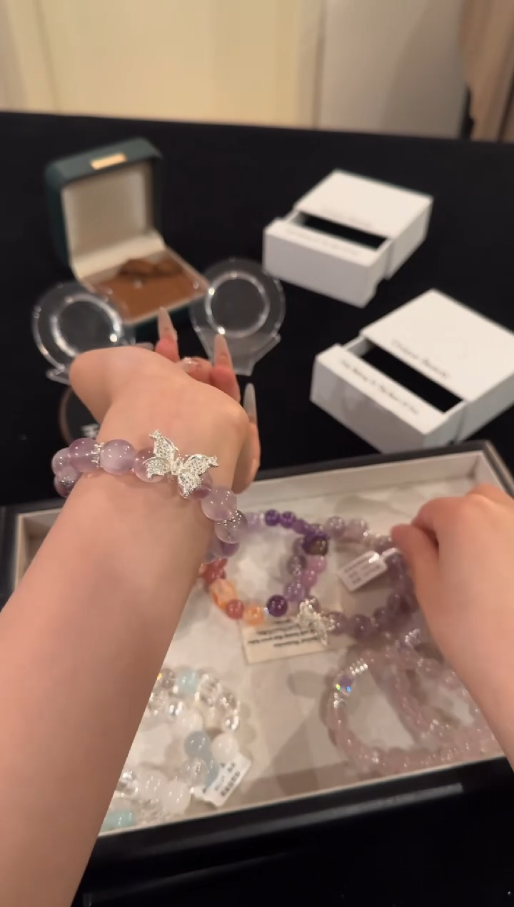 水晶手链合金紫兔毛x607