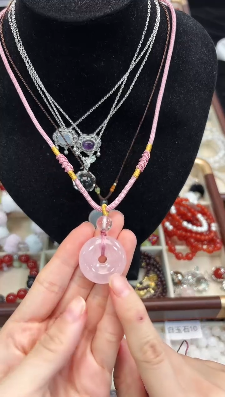 未镶嵌手链水晶粉水晶平安扣