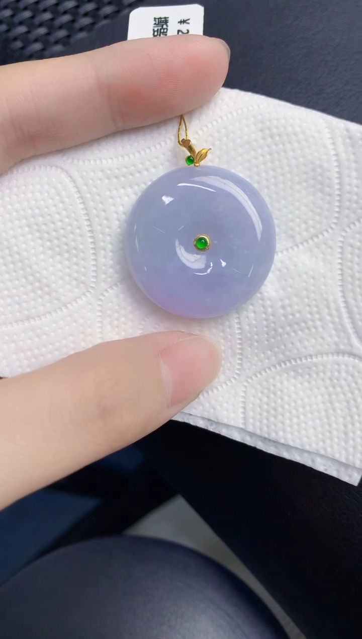 颈饰18K金镶嵌翡翠天然翡翠缅甸A货