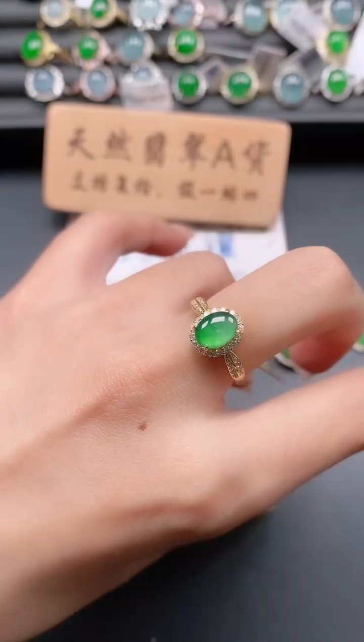 银S925镶嵌戒指翡翠11