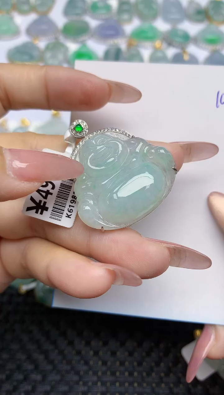 【闪购商品】翡翠颈饰18K金镶嵌天然A货翡翠 107