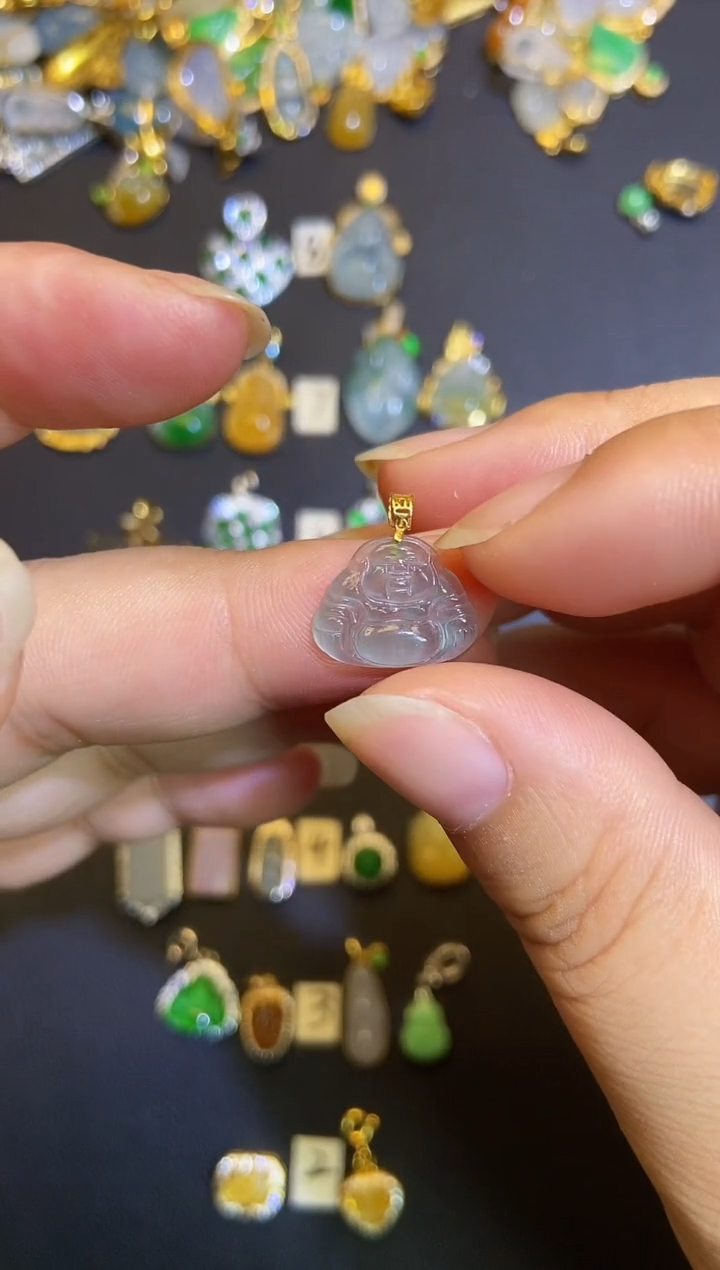 吊坠(不含链)18K金镶嵌翡翠1