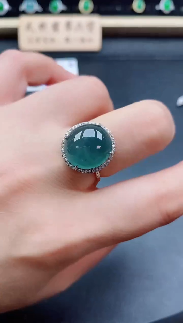 银S925镶嵌戒指翡翠1