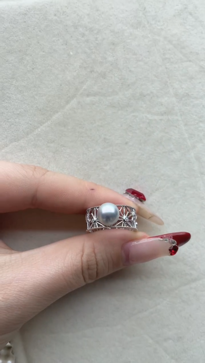 【闪购商品】海水珍珠戒指银S925镶嵌A54