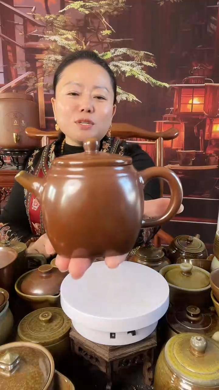 杯山东儒陶柴烧天圆地方壶