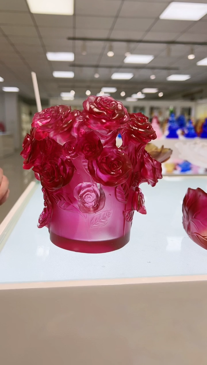 【闪购商品】茶宠古法琉璃玫瑰花瓶烛台