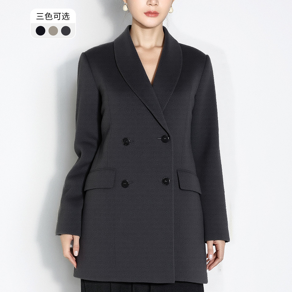 【达人专享】马天奴长款耐脏外套休闲秋冬女士呢大衣VHA398DNH0