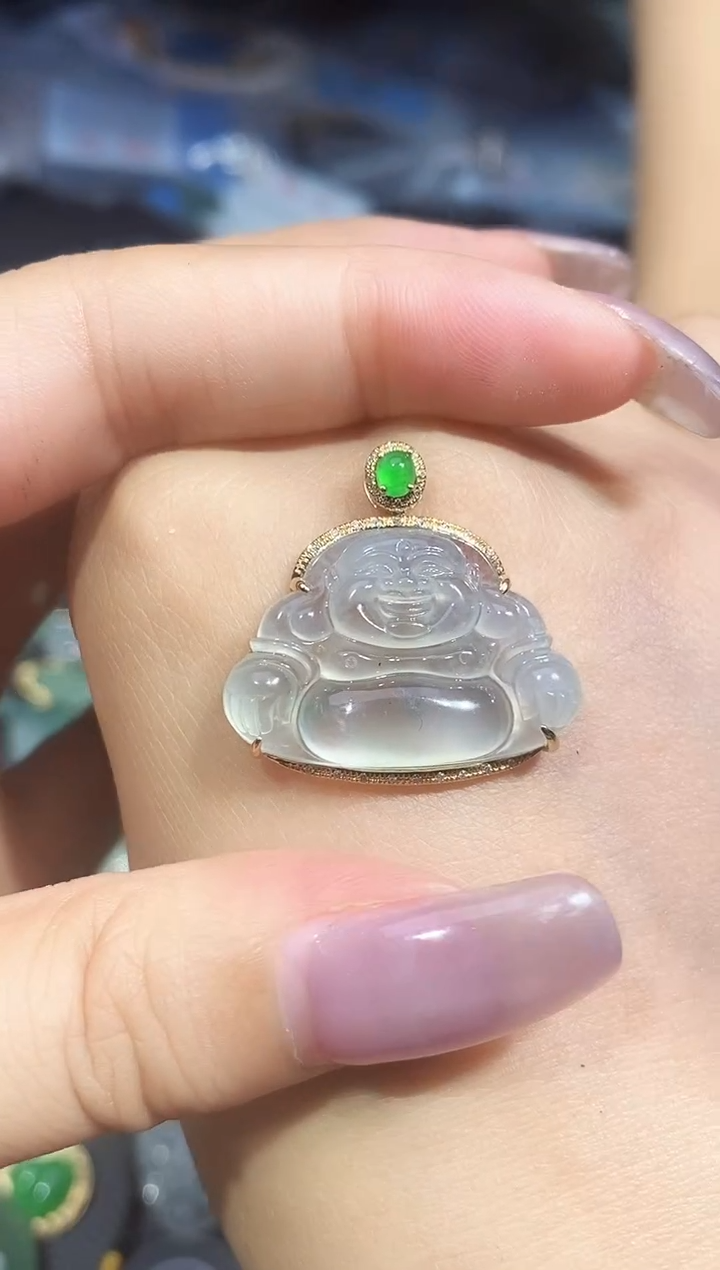 翡翠18K金镶嵌颈饰2505273186