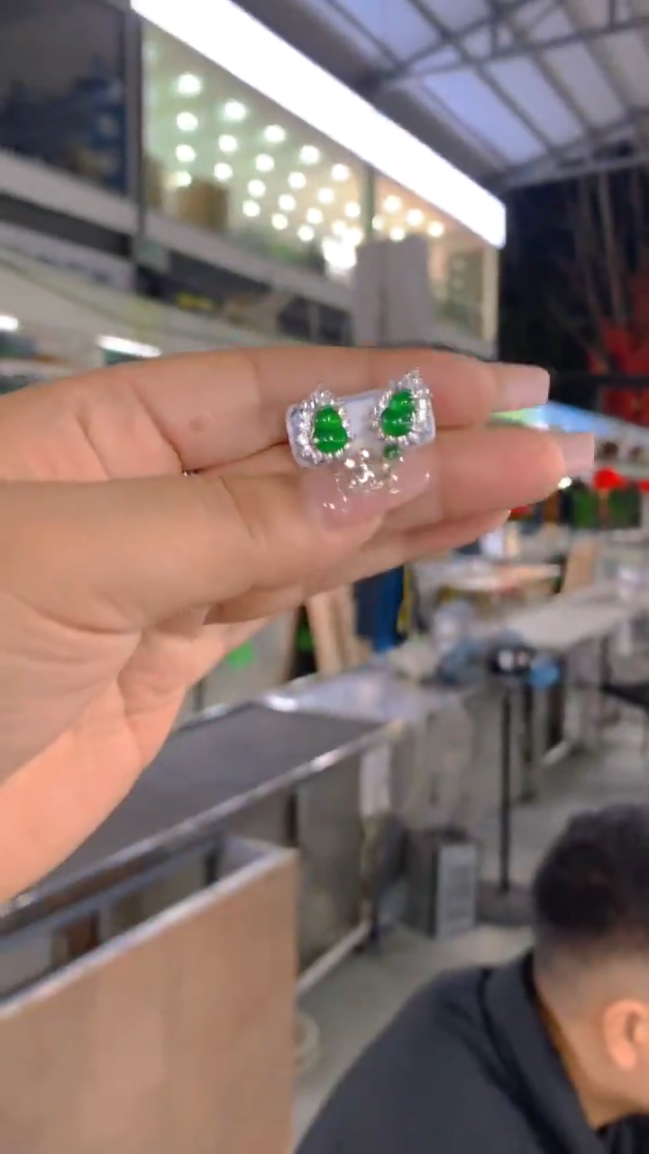 【闪购商品】翡翠耳饰未镶嵌0850569429多样性发其一