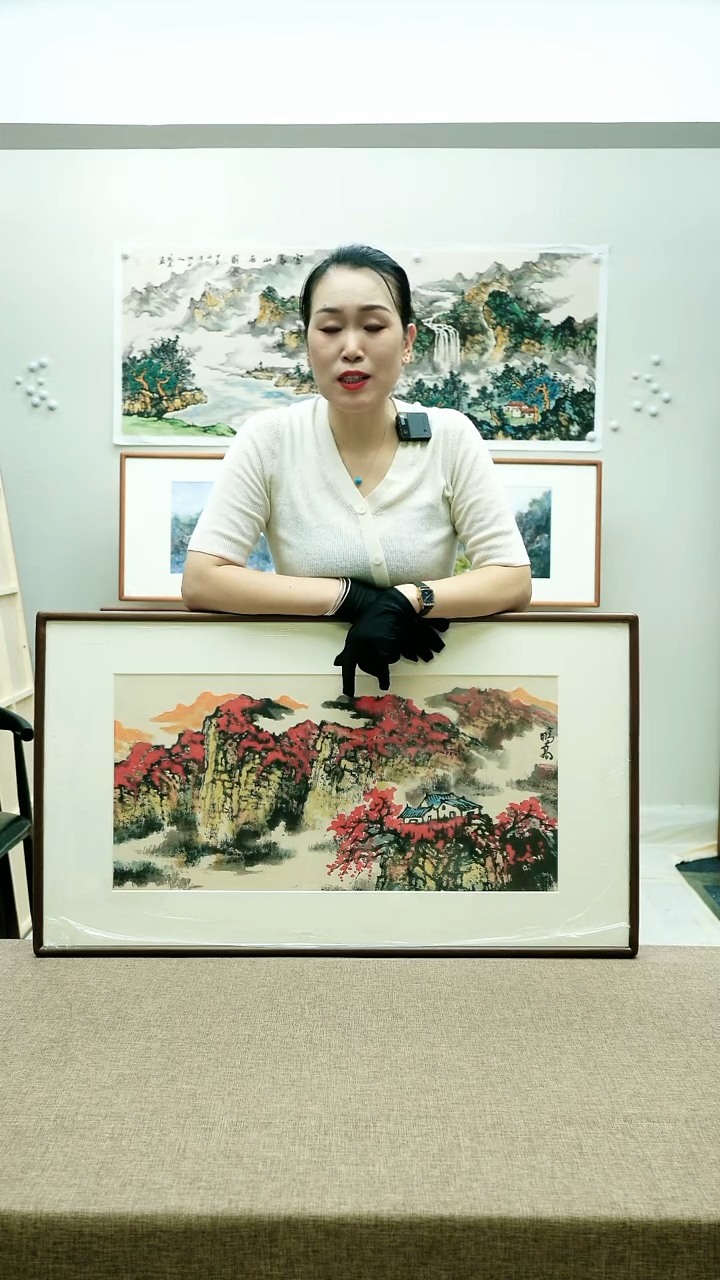 国画52*92唐鹏高手绘山水带框