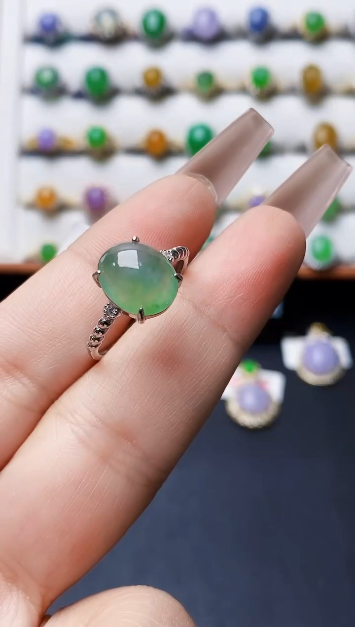 银S925镶嵌戒指翡翠0480