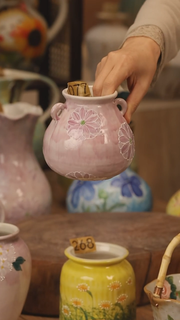 陶瓷景德镇设计师手作花器摆件侘寂风@M077@