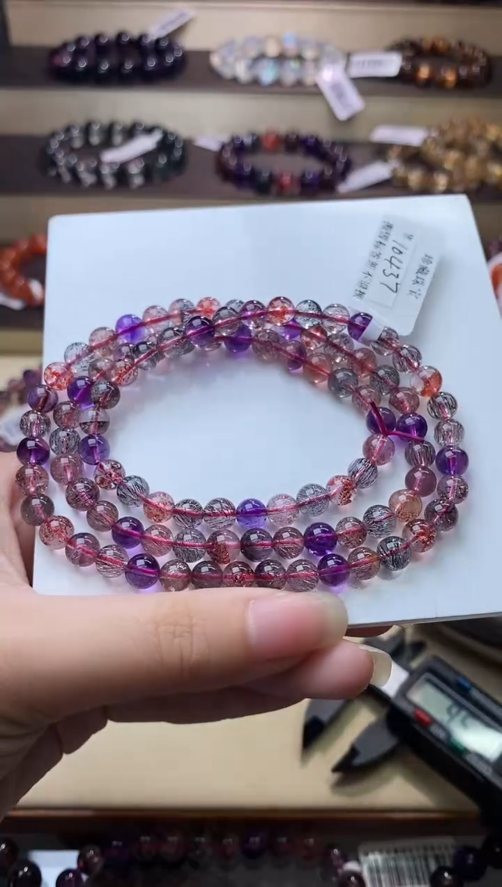 【闪购商品】水晶手链未镶嵌黑加仑超七多圈6m+