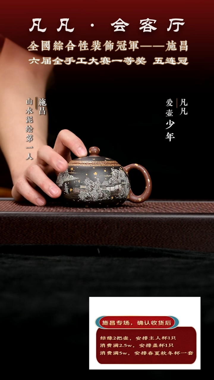 茶壶紫砂SC施昌06 西施 紫泥粉黑280cc