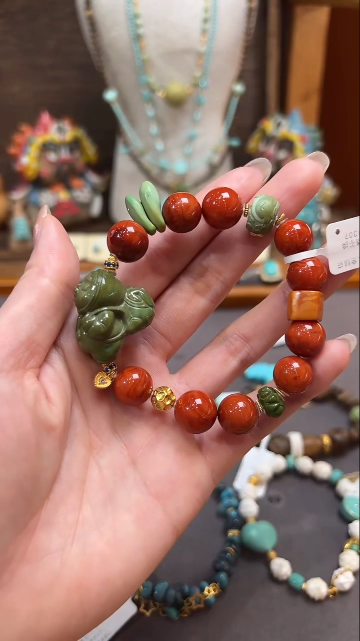 手链18K金镶嵌南红玛瑙南红手链