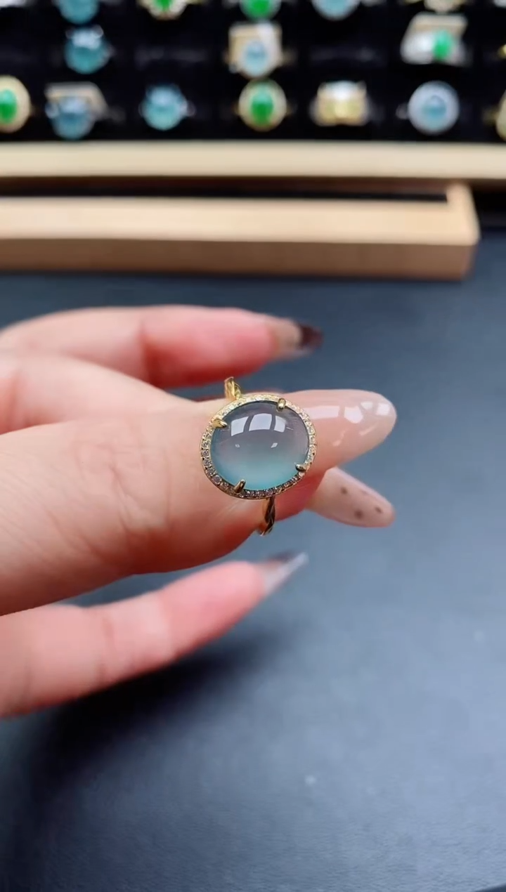 银S925镶嵌戒指翡翠1