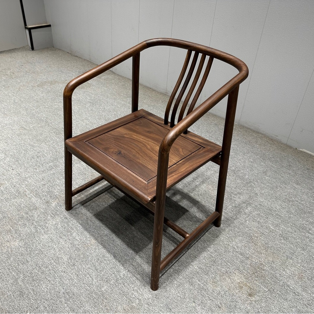 纯料纯榫卯新中式实木办公椅茶椅主人椅禅椅家用乌金木明成椅客椅