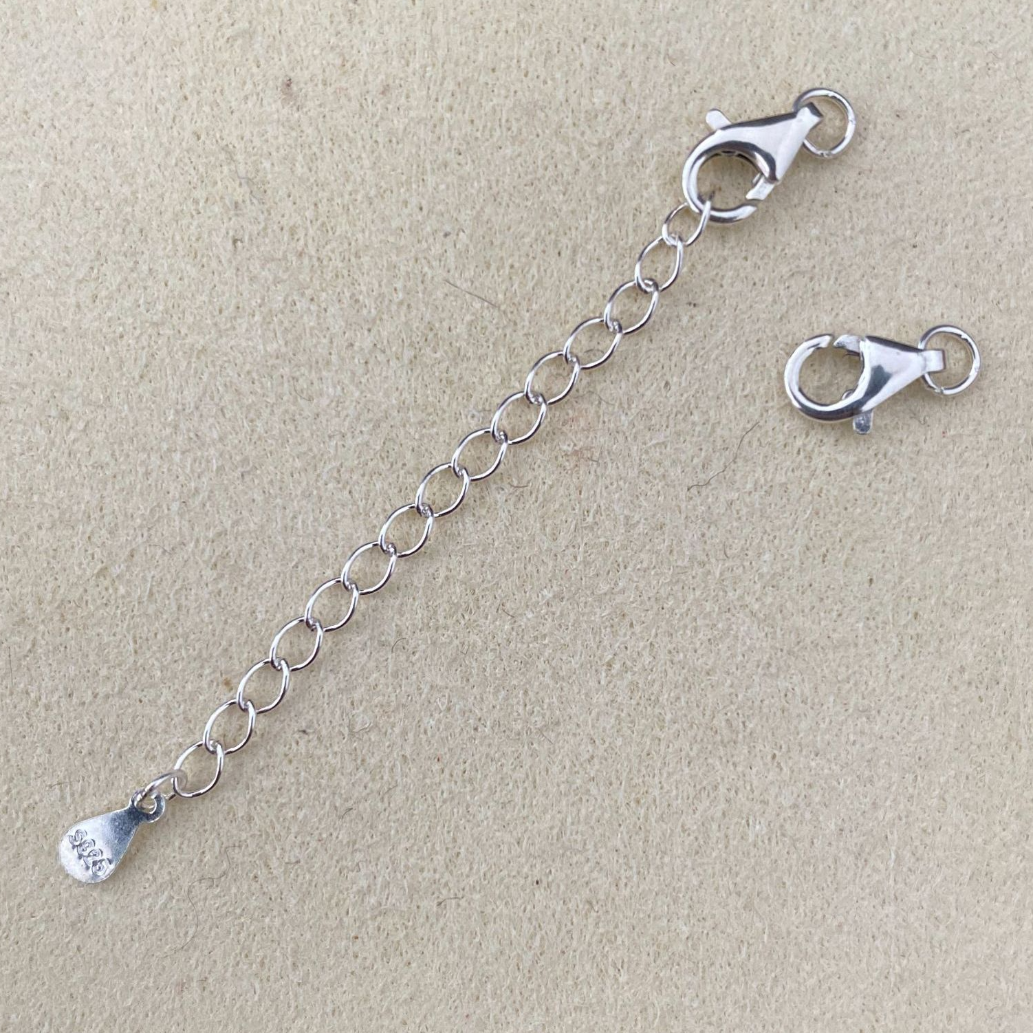 925银银制品 S925纯银龙虾扣尾链DIY银饰品配件项链尾链延长链