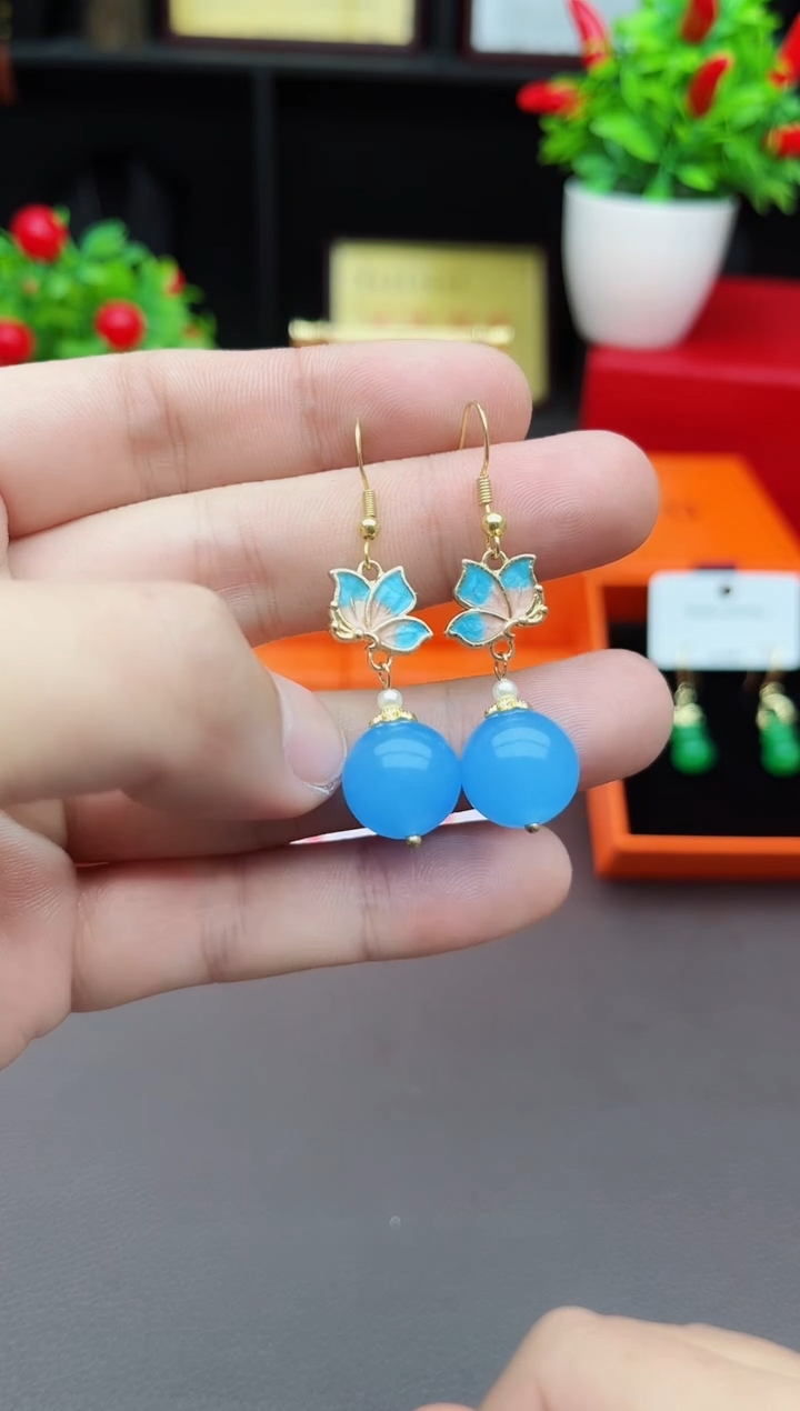 【闪购商品】玛瑙/玉髓耳钉银S925镶嵌221000