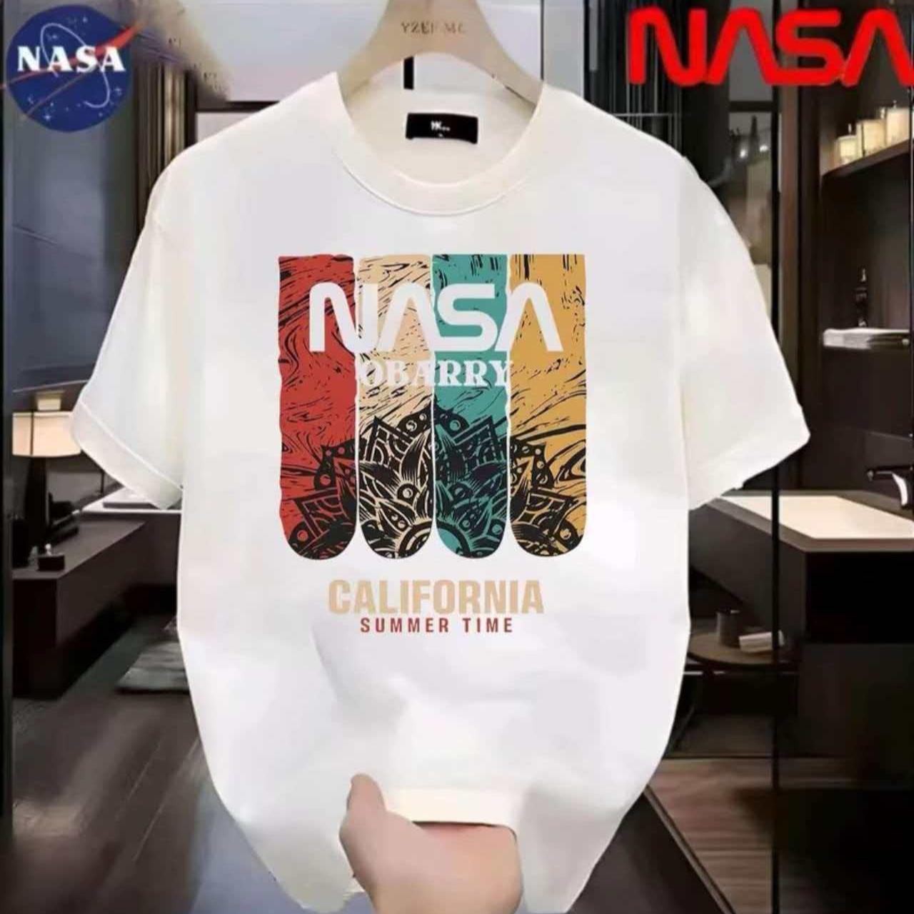 J-6NASA联名纯棉夏季圆领短袖T恤微宽松时尚男女同款休闲百搭