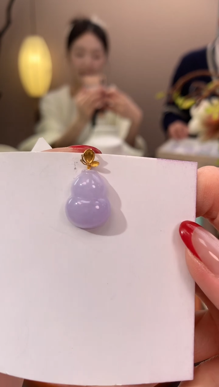 【闪购商品】翡翠颈饰18K金镶嵌天然缅甸a货翡翠