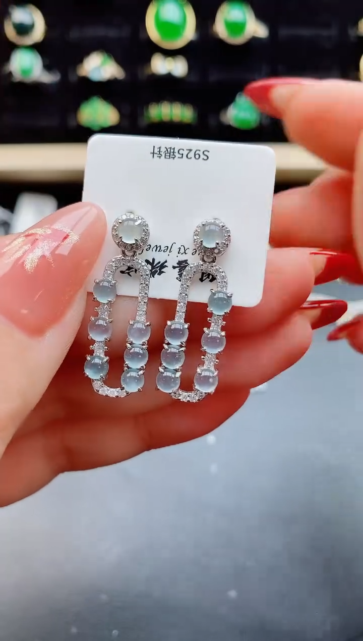 【闪购商品】翡翠耳饰银S925镶嵌5080550