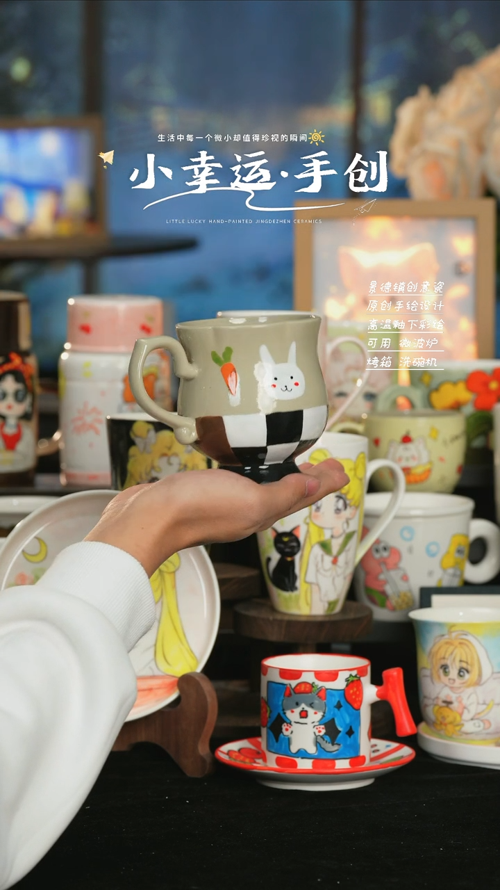 【闪购商品】小幸运纯手工手绘陶瓷