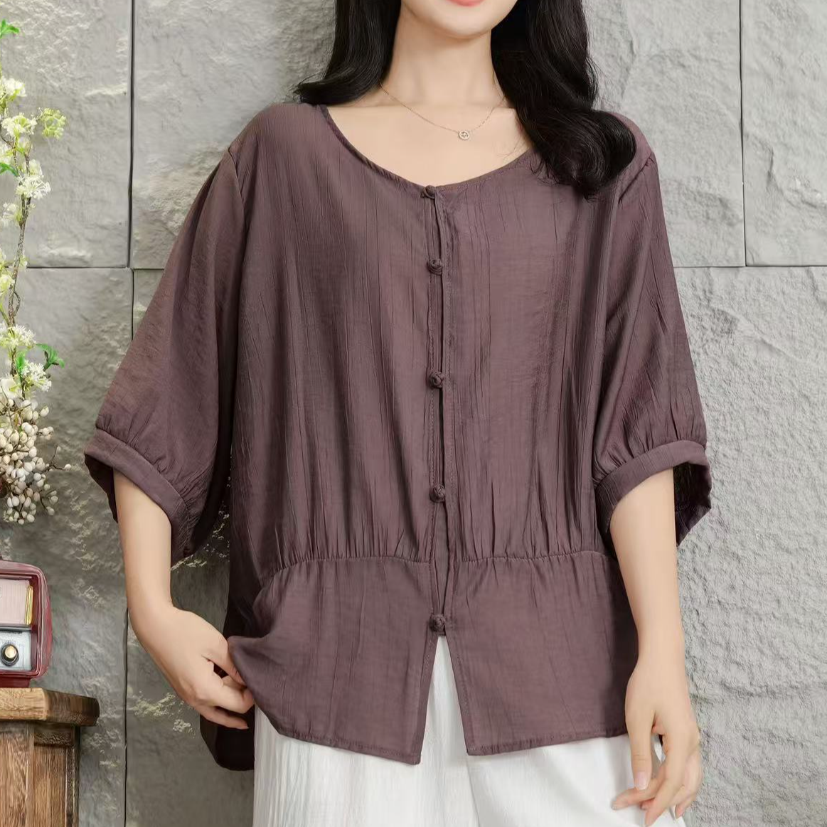 8922新款夏季优雅减龄文艺洋气上衣衬衫QZ