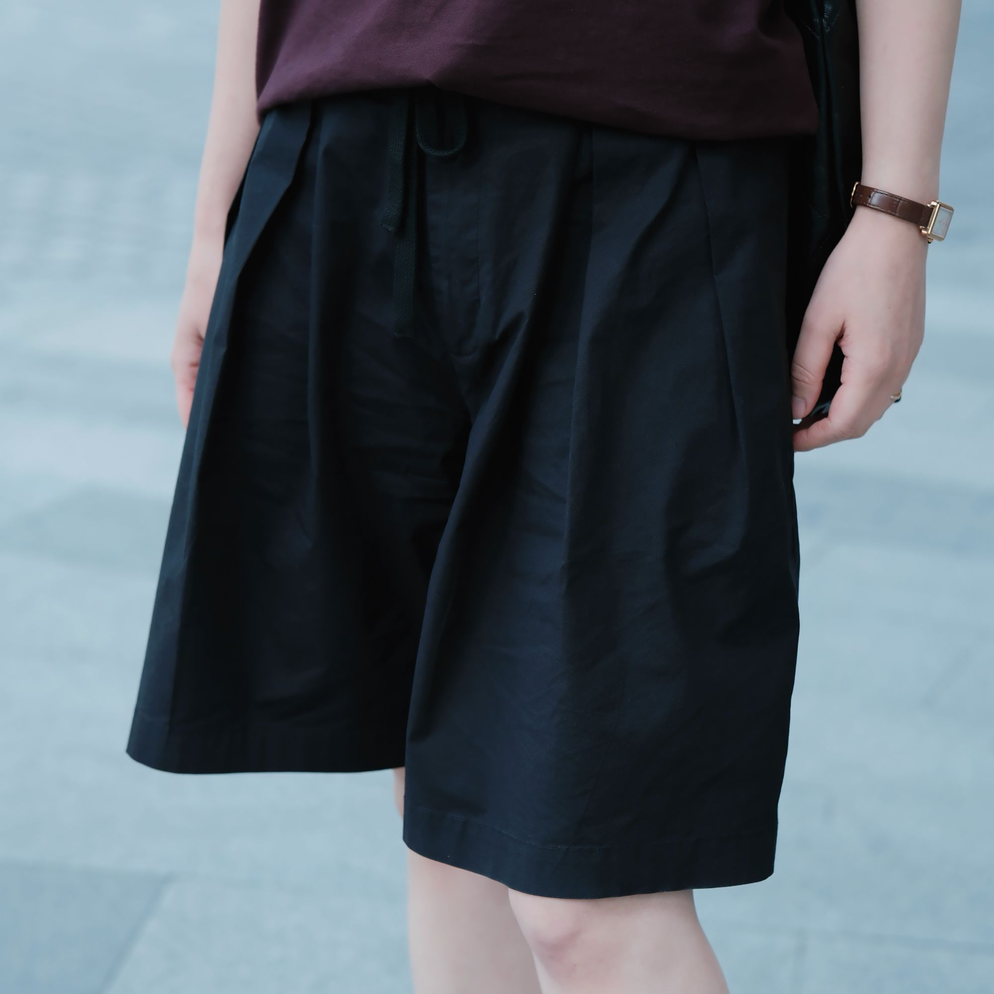 Auri.Norm【诺丁山】黑色随性休闲短裤小众设计师特别款