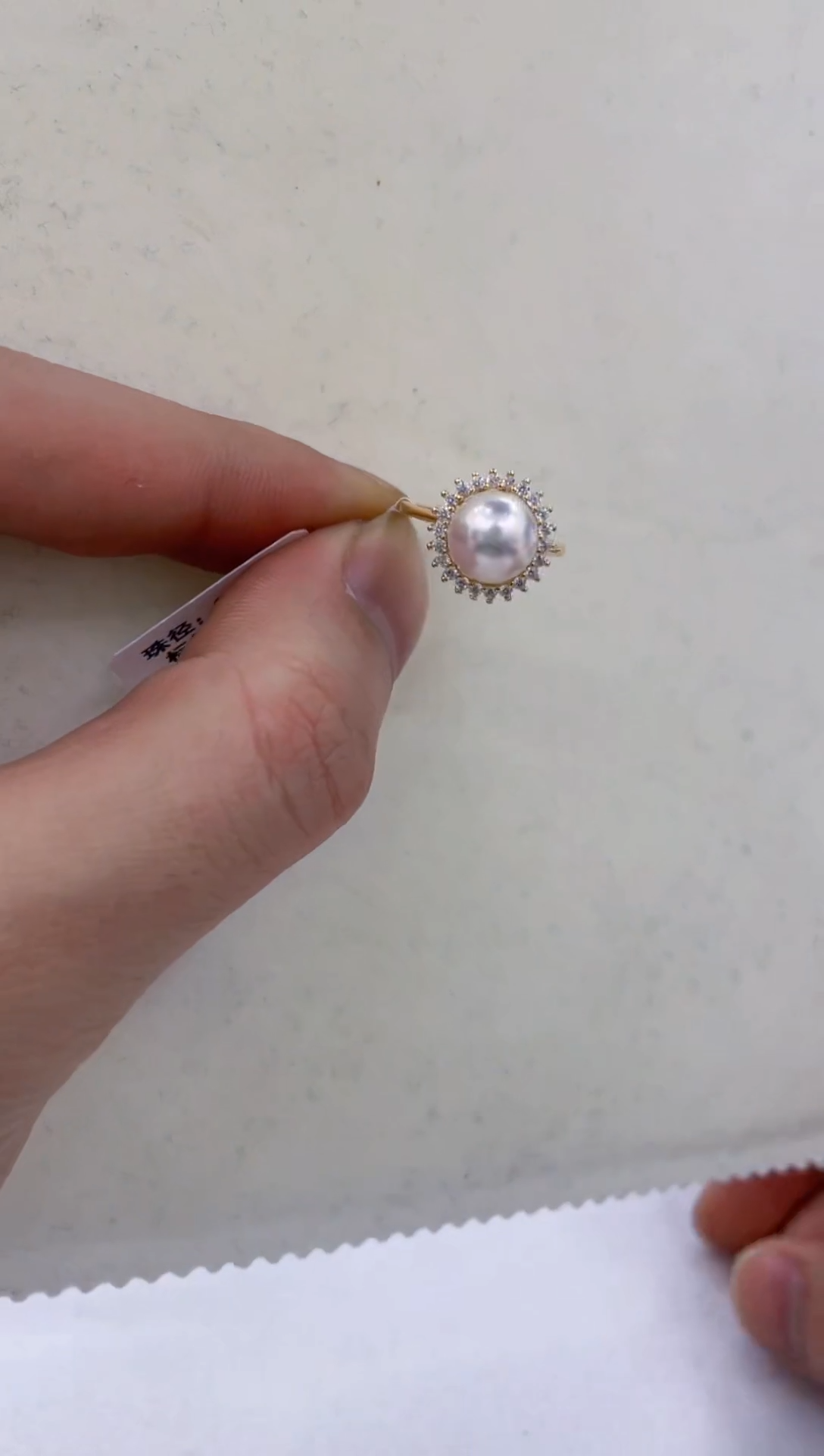 银S925镶嵌戒指海水珍珠  