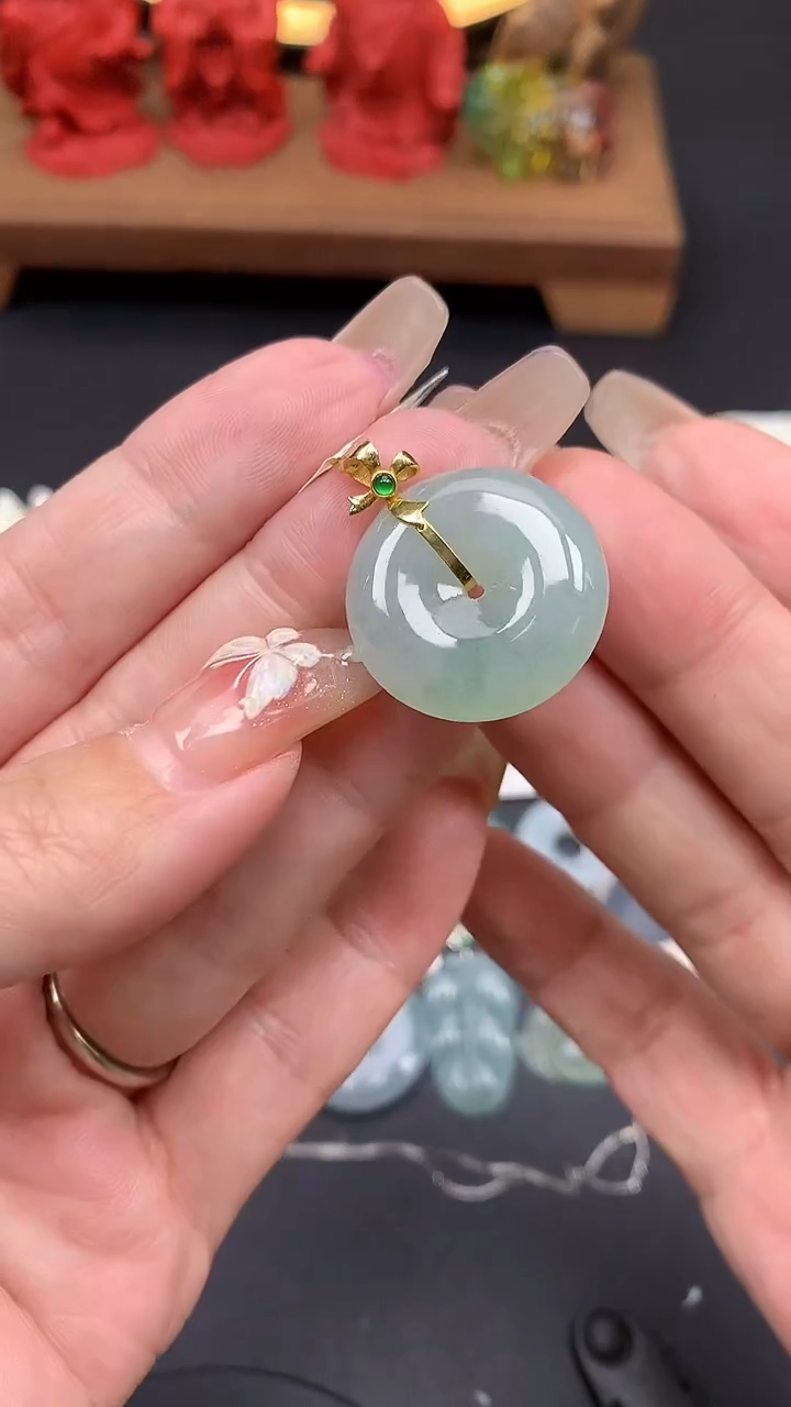 【闪购商品】翡翠吊坠(不含链)18K金镶嵌MS150112