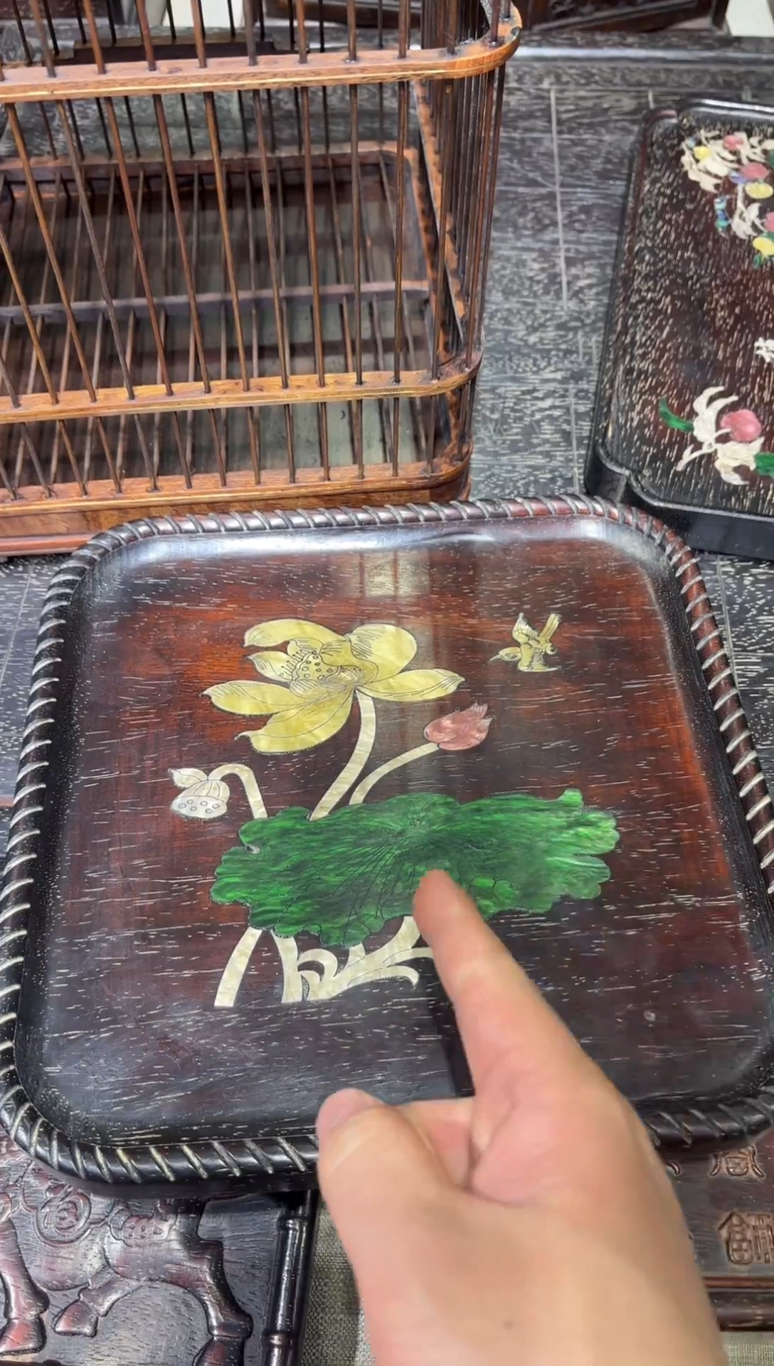 木紫檀一只鸟茶盘