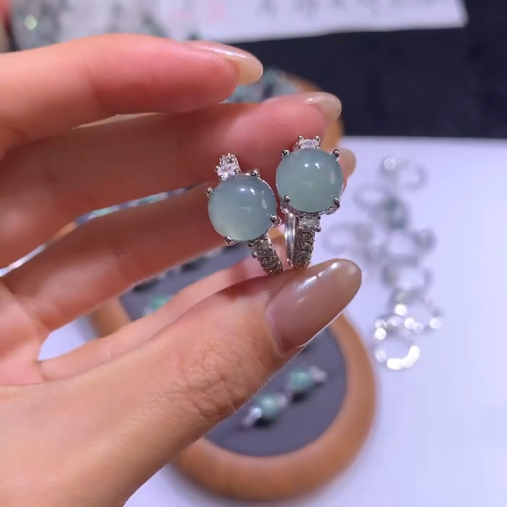 【逍遥】天然A货翡翠蛋面戒指*222/282/多样性发/1件