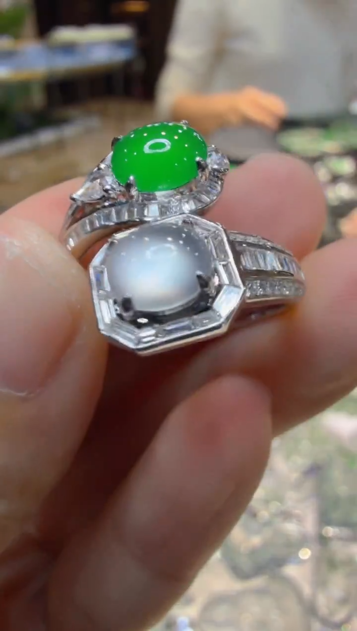 18K金镶嵌戒指翡翠多样性团购发一件
