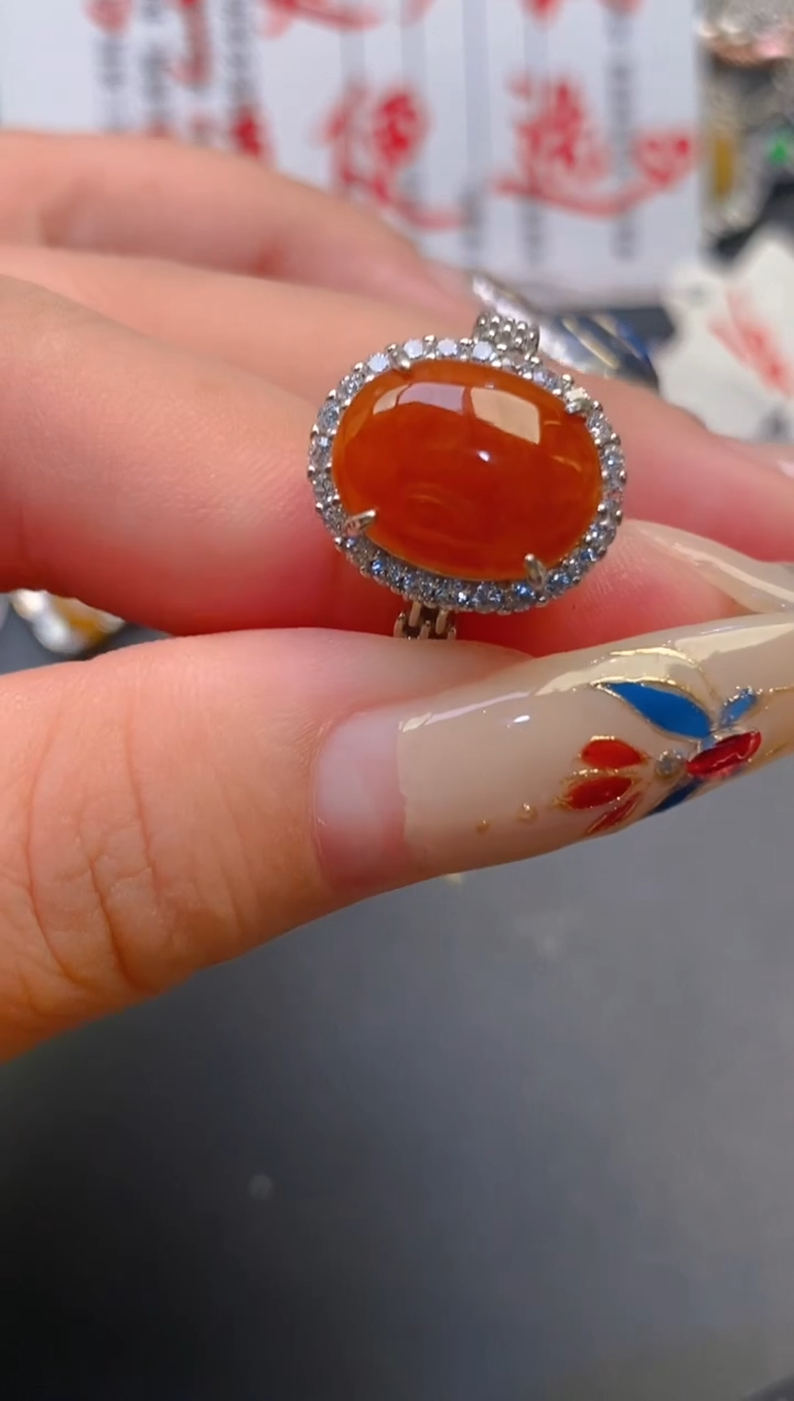 【闪购商品】翡翠耳饰银S925镶嵌天然A货翡翠1