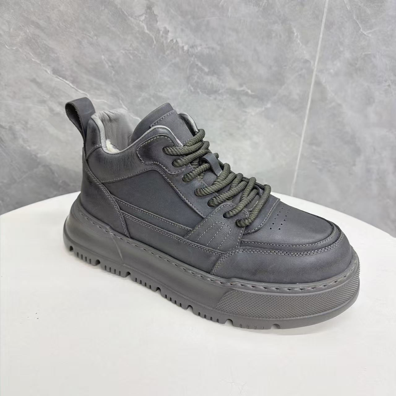 【表弟严选】C9867  黑灰色  男士高帮加绒休闲雪地靴