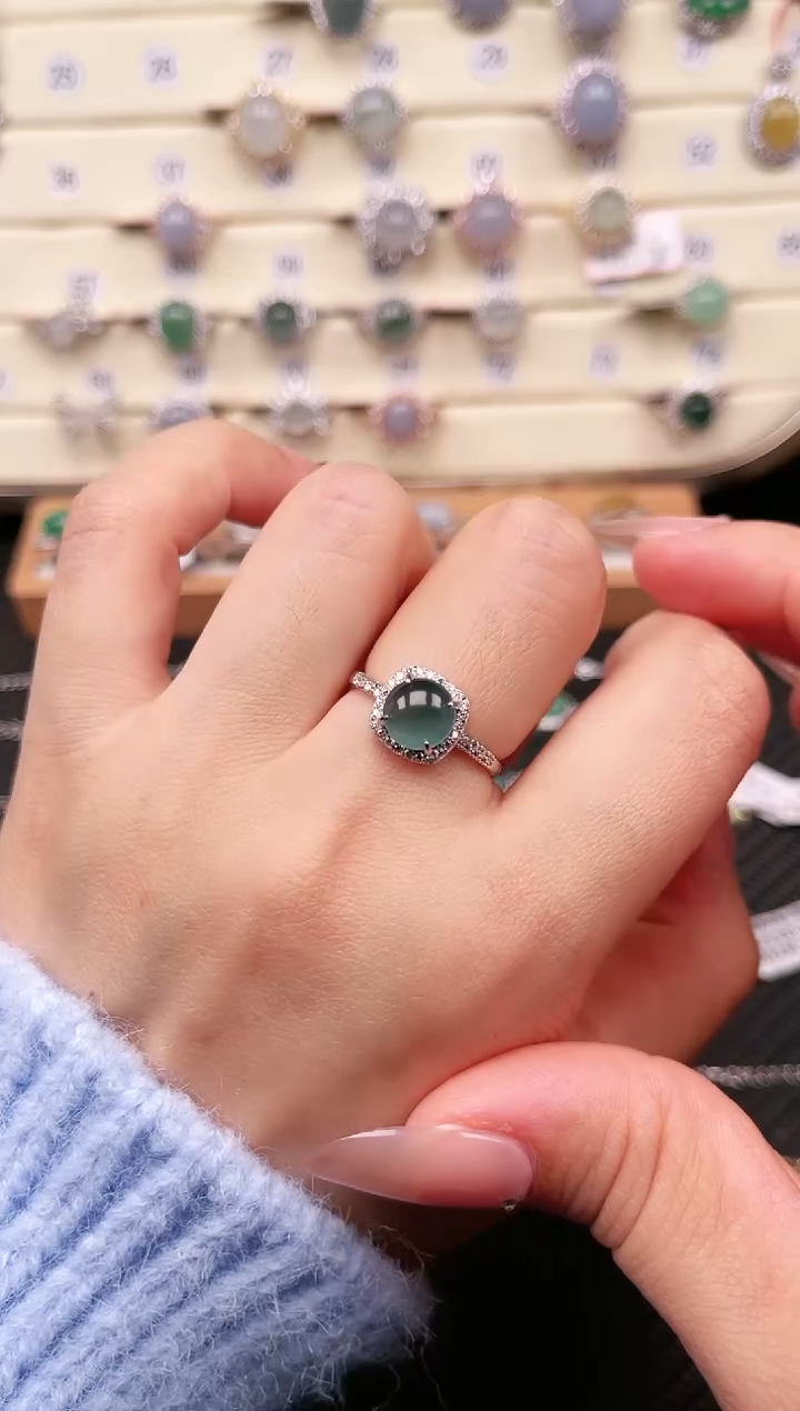 【闪购商品】翡翠戒指银S925镶嵌戒指