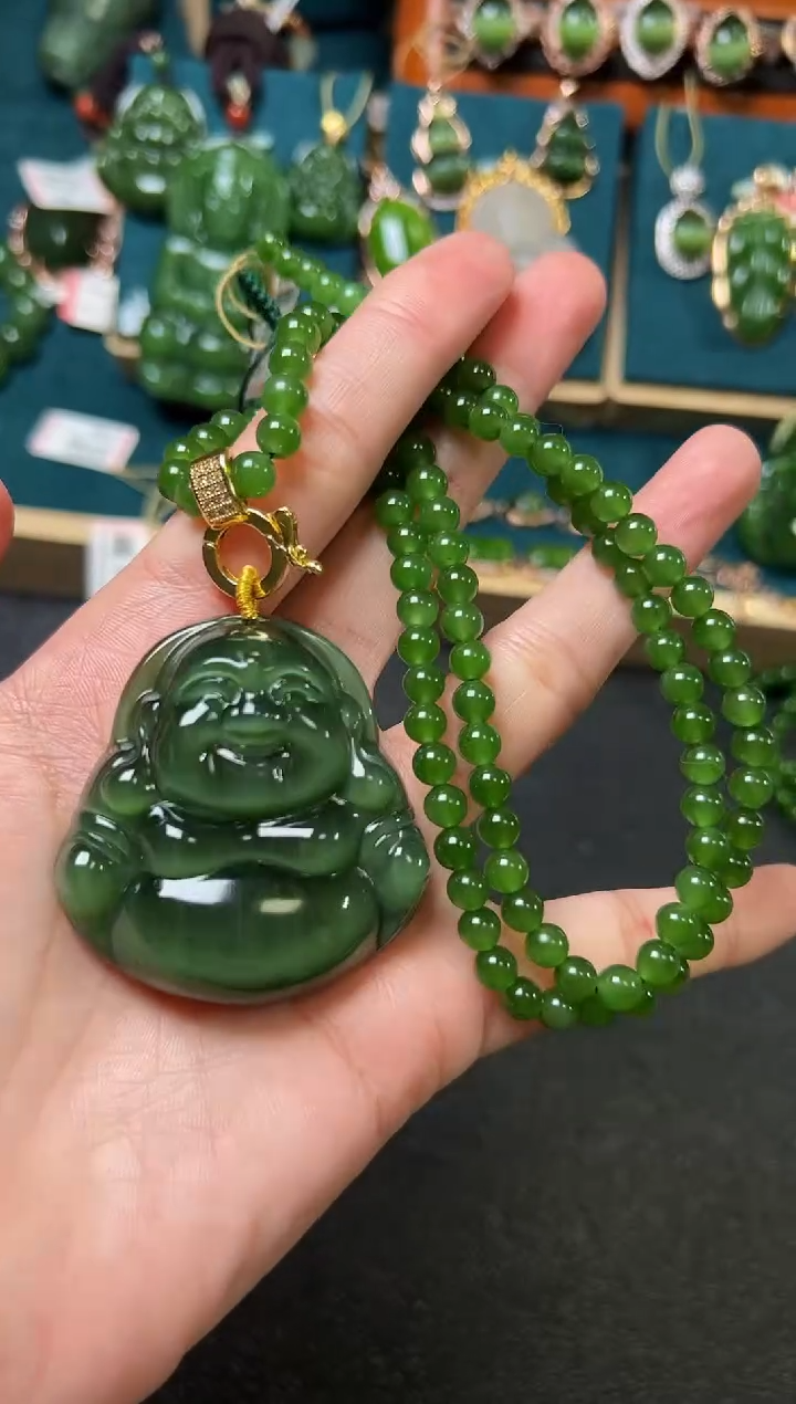 【闪购商品】和田玉（碧玉）颈饰未镶嵌碧玉46×48×13左右