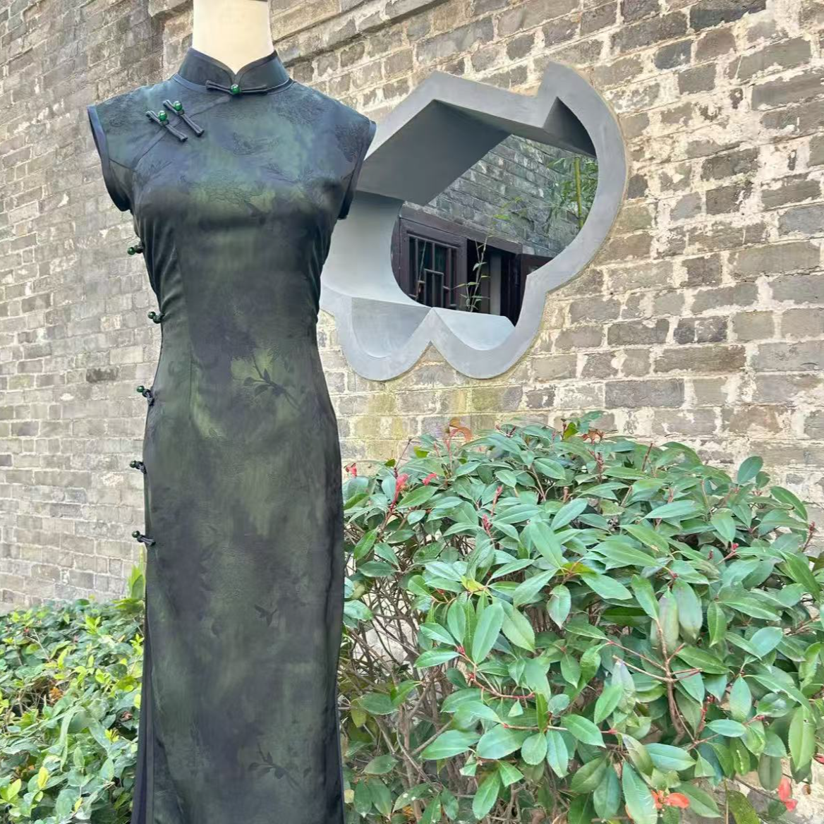 【竹青】2025新款复古修身气质优雅长款旗袍青