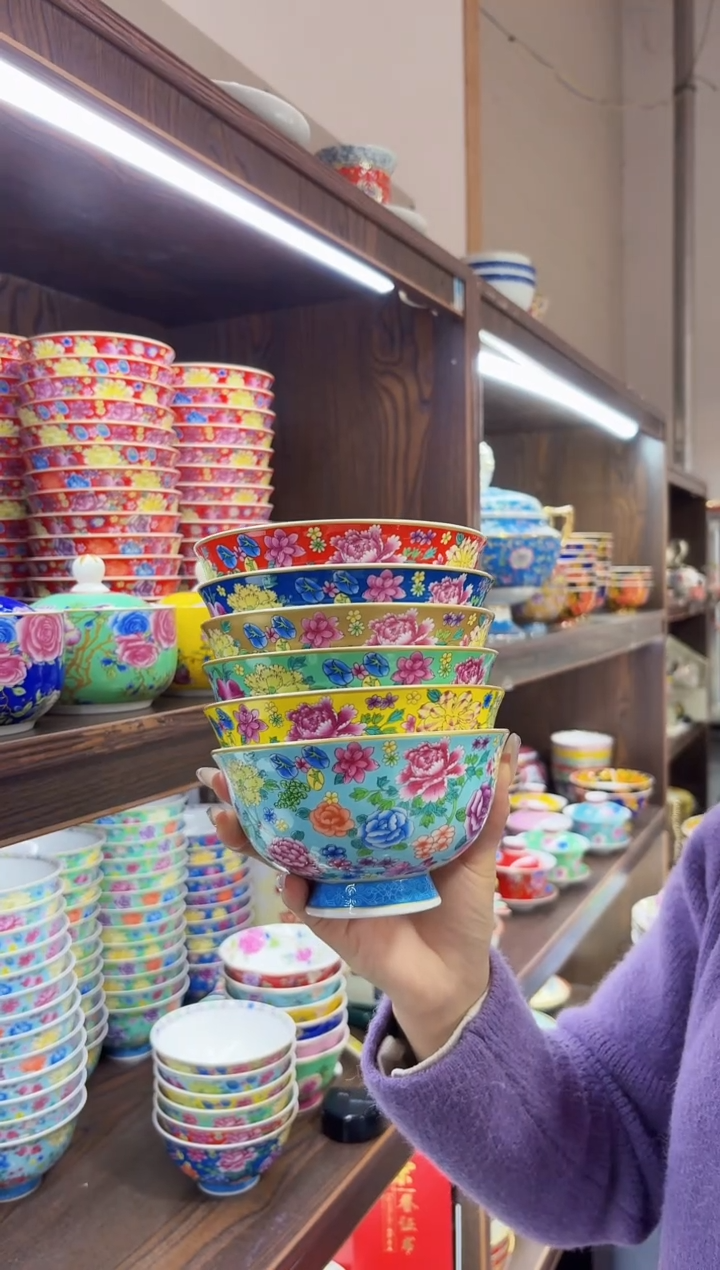 珐琅5英寸饭碗6个景德镇餐具