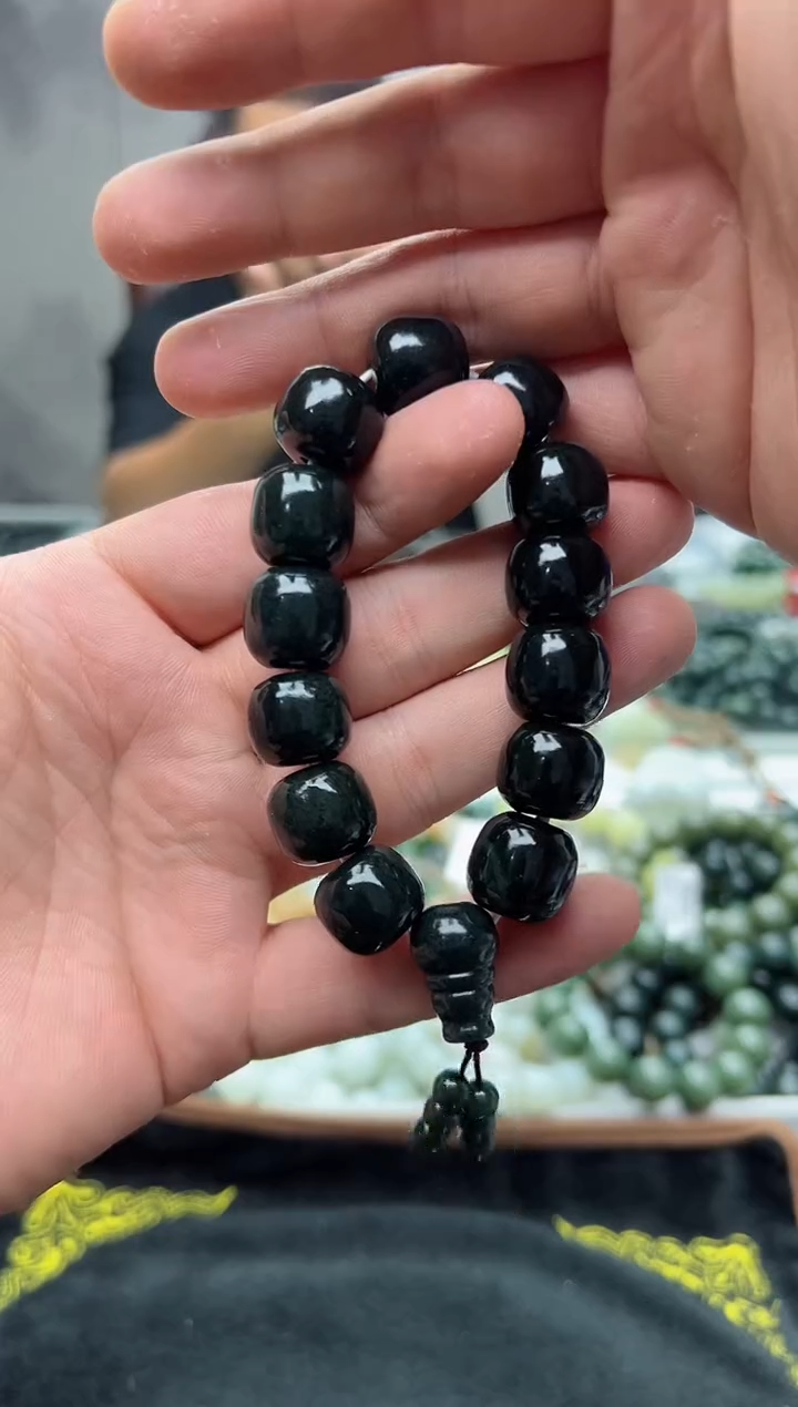 手串未镶嵌和田玉黑油青16