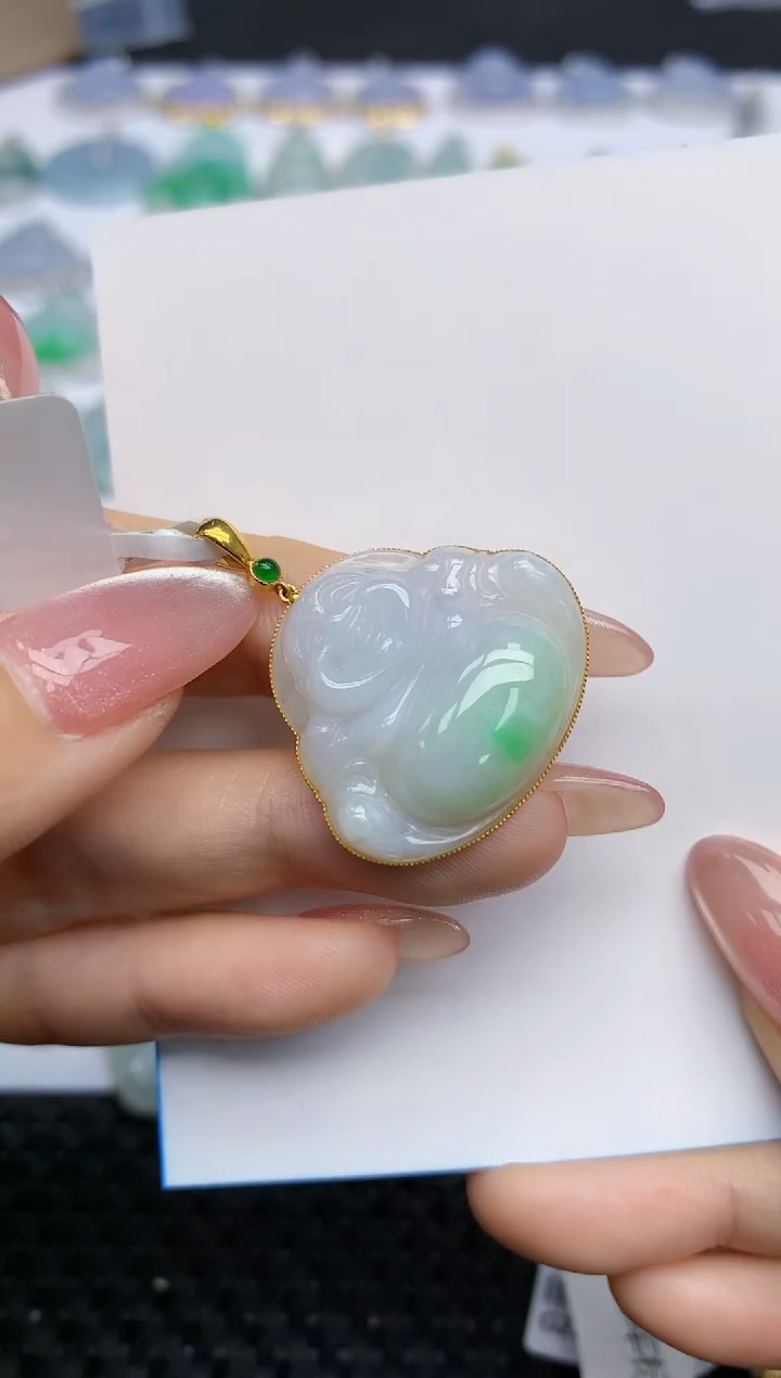 【闪购商品】翡翠颈饰18K金镶嵌天然翡翠A货