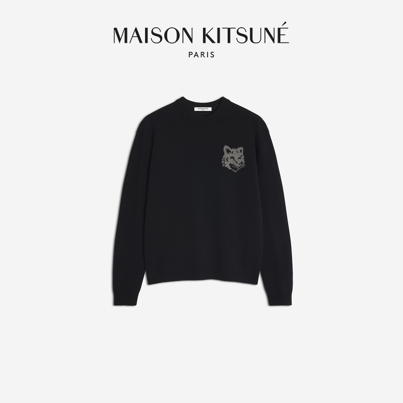 【早秋新品】Maison Kitsune男款经典狐狸头提花羊毛套头针织毛衣