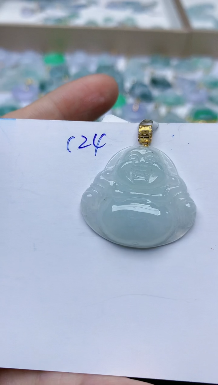 【闪购商品】翡翠颈饰18K金镶嵌天然翡翠A货    