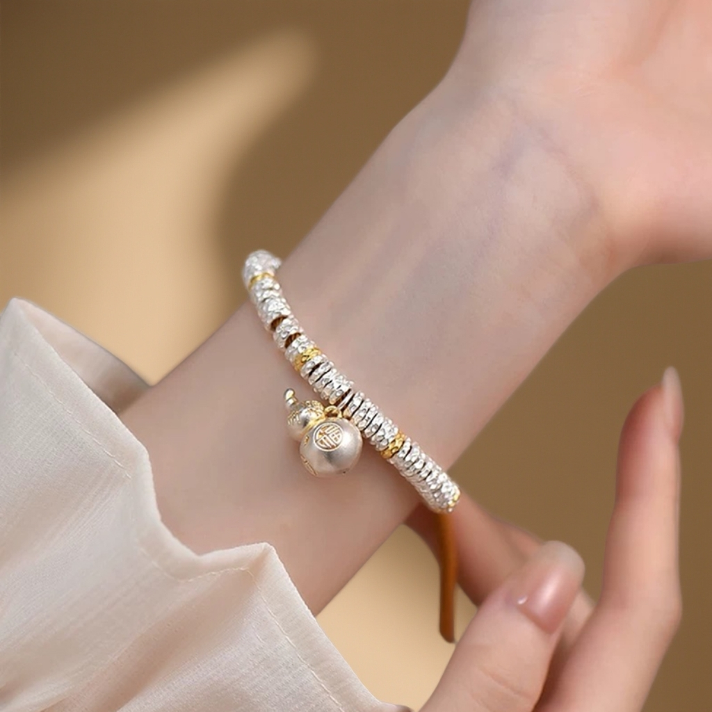 足银手链 999.9【专柜版】42克福禄描金盘缠编绳时尚经典简约+礼盒