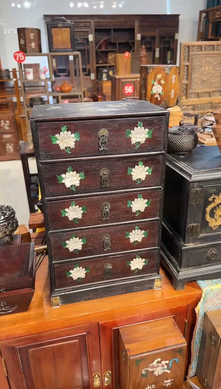 【闪购商品】木木艺邵氏紫檀花鸟五斗柜800.88888