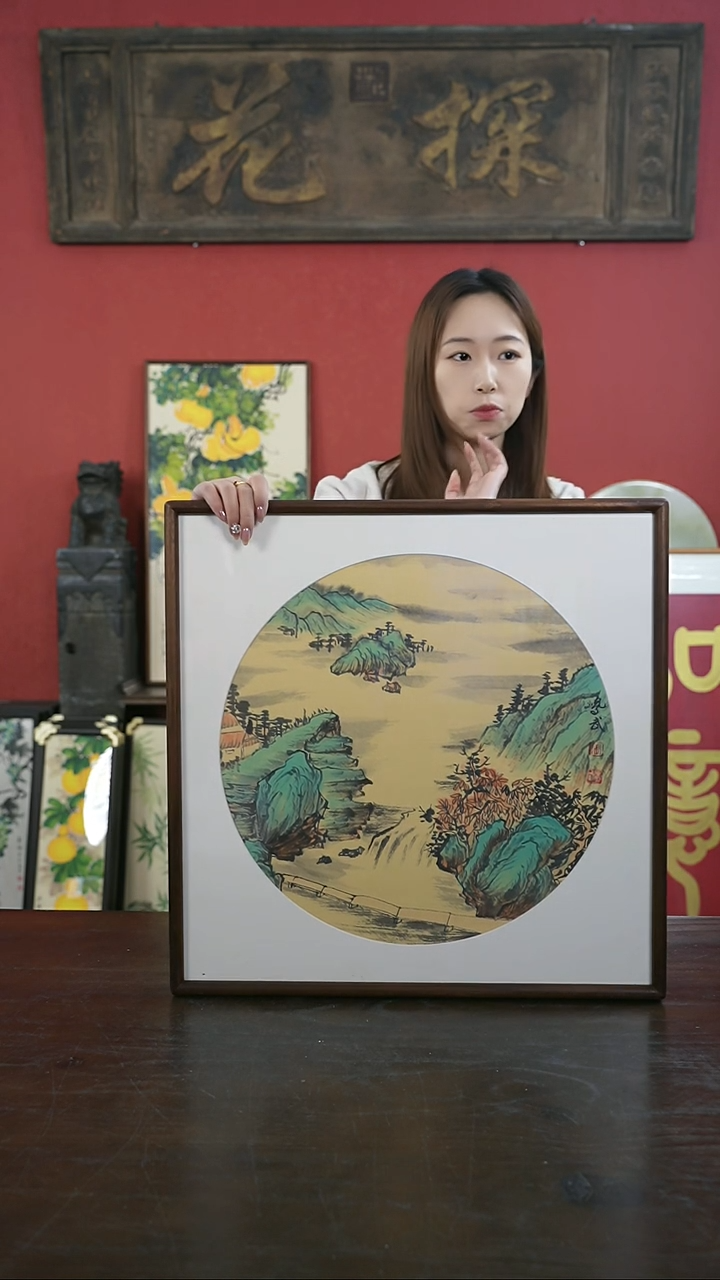 【闪购商品】书法手绘50*50-T612青绿山水