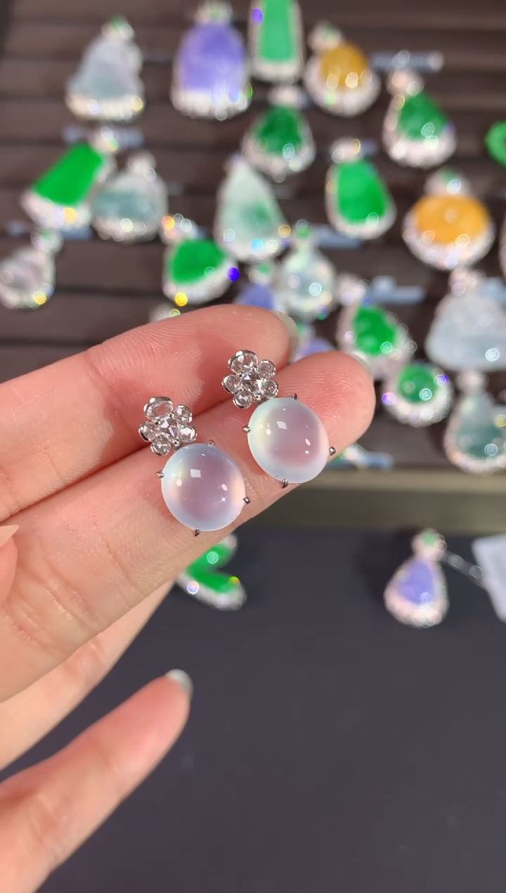 【闪购商品】翡翠耳饰18K金镶嵌A790|19800