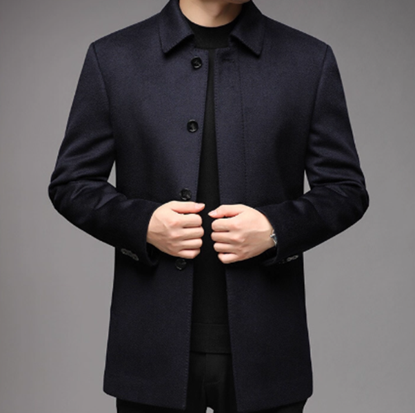 山羊绒轻奢商务休闲男装中老年男士秋冬保暖宽松厚外套中老年上装