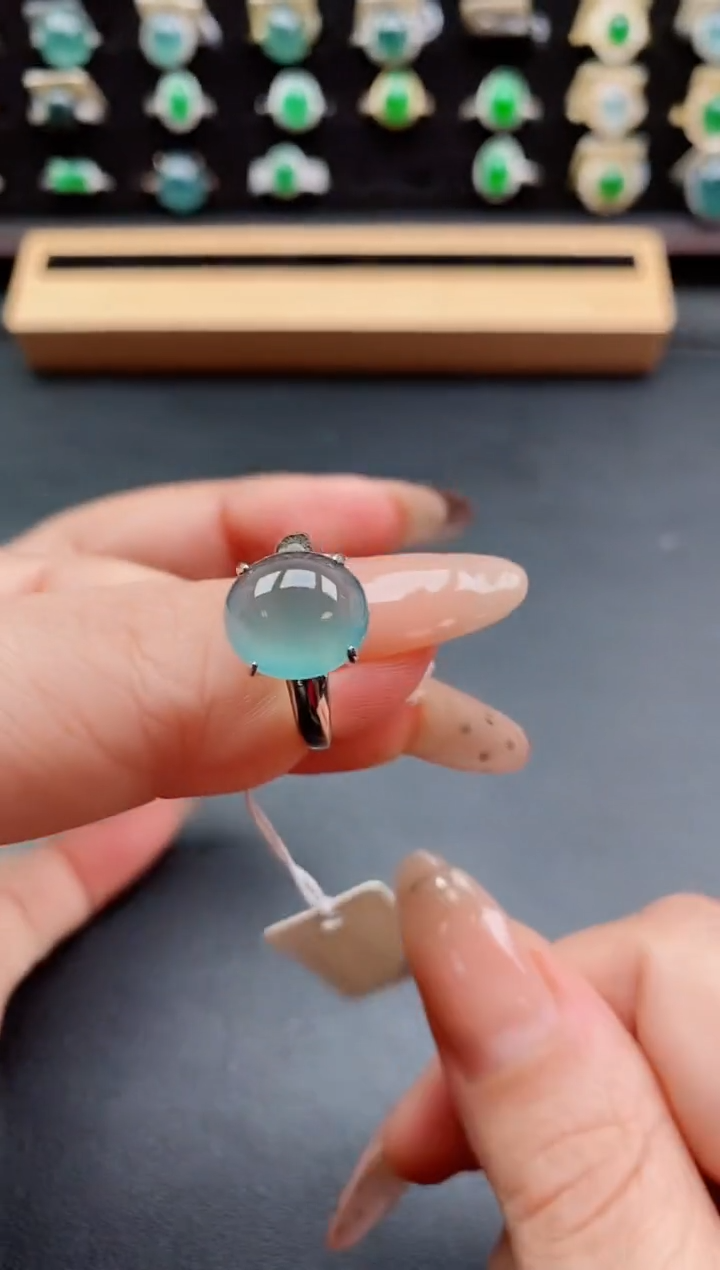 银S925镶嵌戒指翡翠1